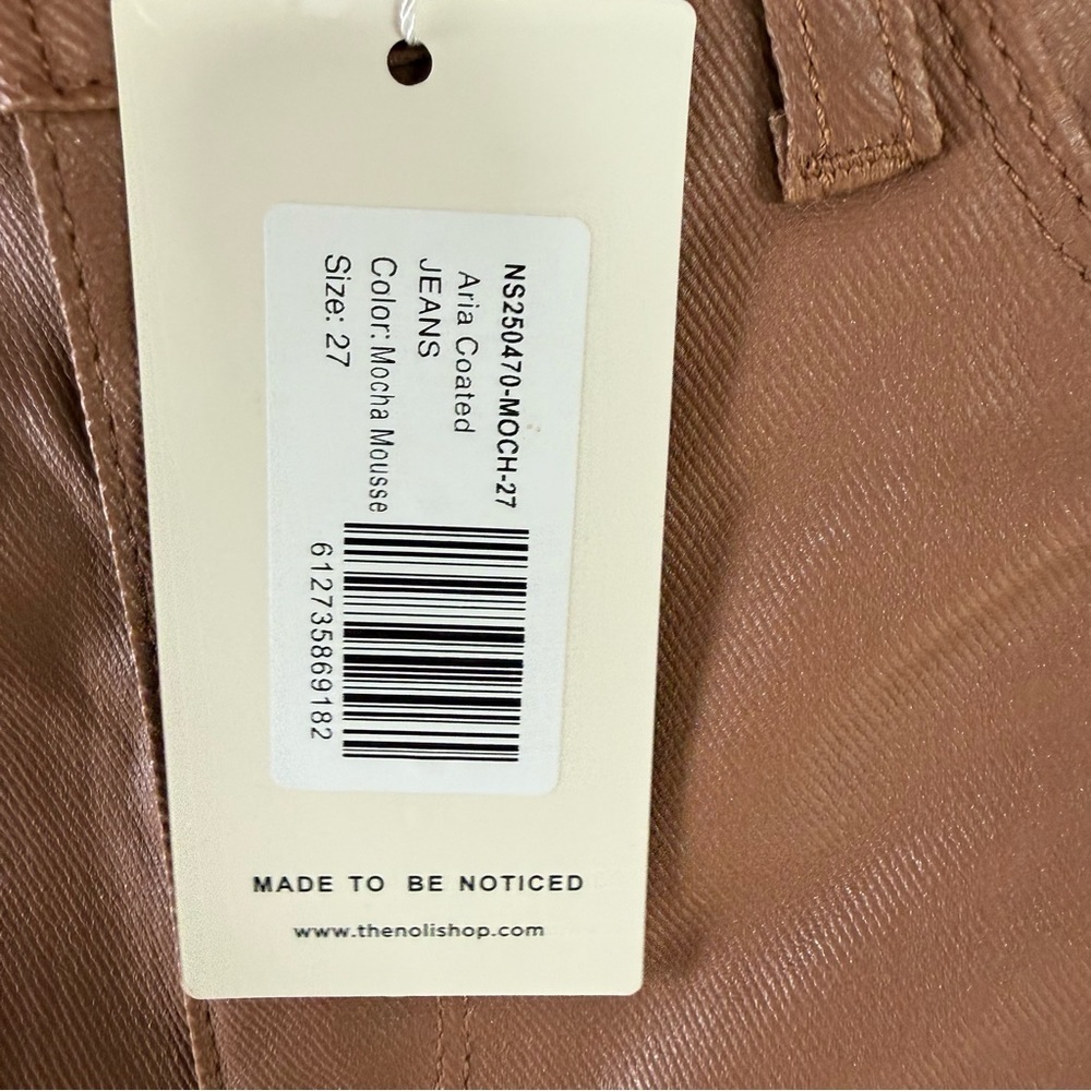 New The Noli Shop Aria Coated Bootcut Flare Jean Mocha Mousse NWT Women’s 27 - Picture 10 of 14
